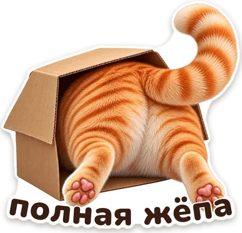 стикер: Мандарин застрял в коробке